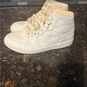 Jordan 1 Mid Women's Triple White Sneakers